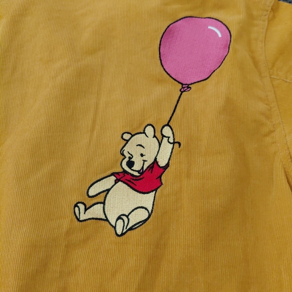 OUR Disney Winnie Pooh Corduroy Small Yellow Gold Button Up Raw Hem Embroidered - Picture 10 of 15